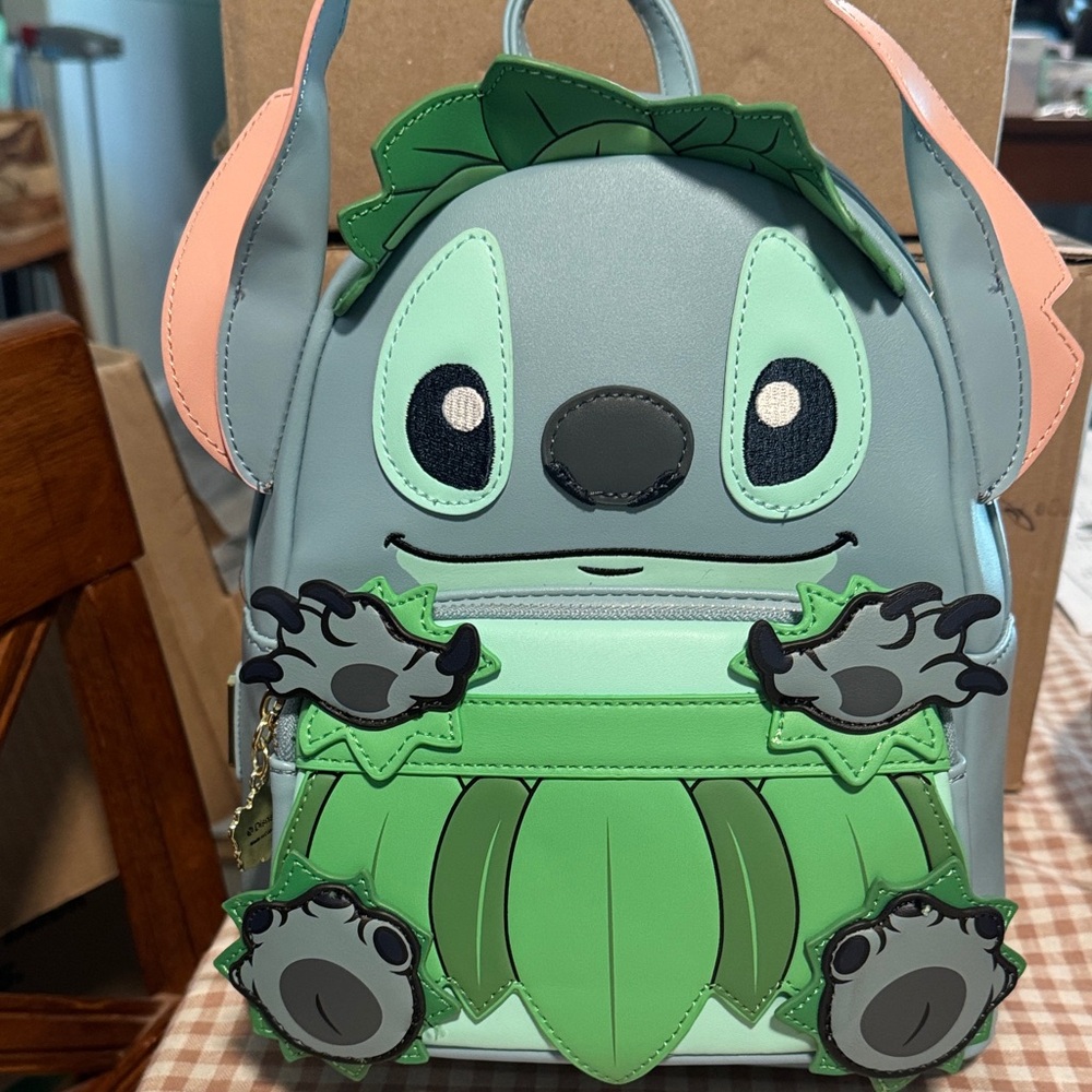 Loungefly Disney Stitch Kids Backpack - Light Blue and Green